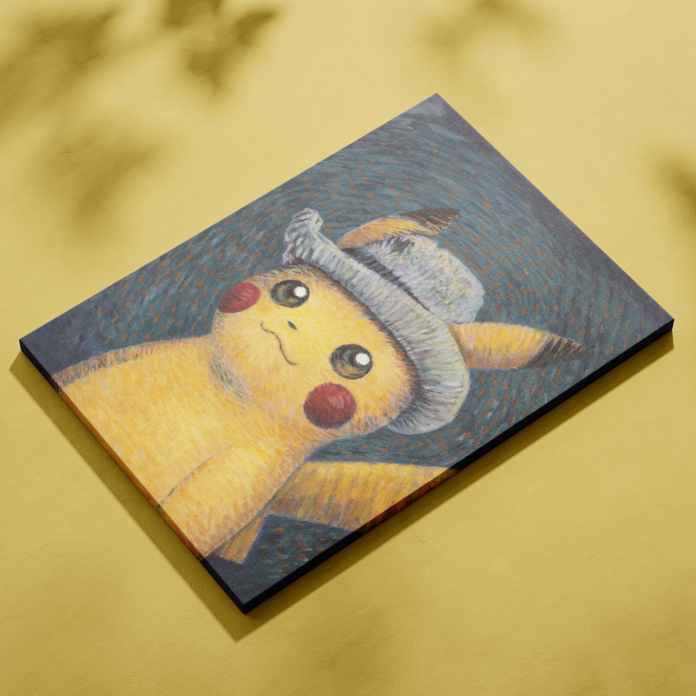 Van Gogh Giclée, Pikachu™ 金枠 Mサイズ Van Gogh Giclée, Pikachu™ and Eevee™ Canvas Wall Art Size