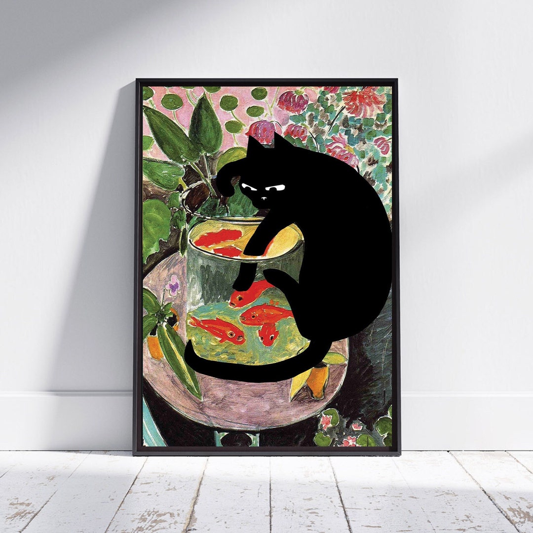 3-tlg. Henri Matisse Leinwand-Poster Set - Rosa Katzen Kunst Für Wohnzimmer & Badezimmer