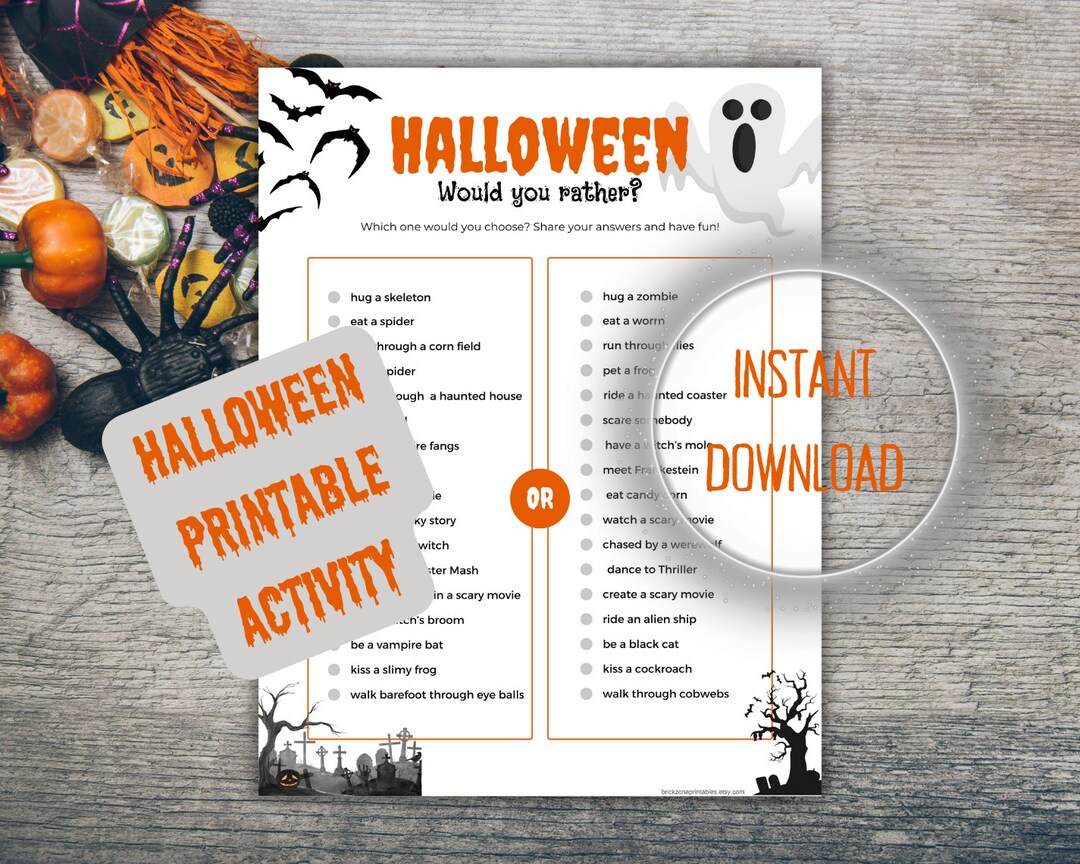 Halloween Would You Rather Game Printable Halloween Party Game