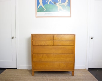 1960s MCM Conant Ball Modernmates Solid Birch Tallboy Dresser by Leslie Diamond - Wood Mid Century Modern Armoire Chest of Drawers