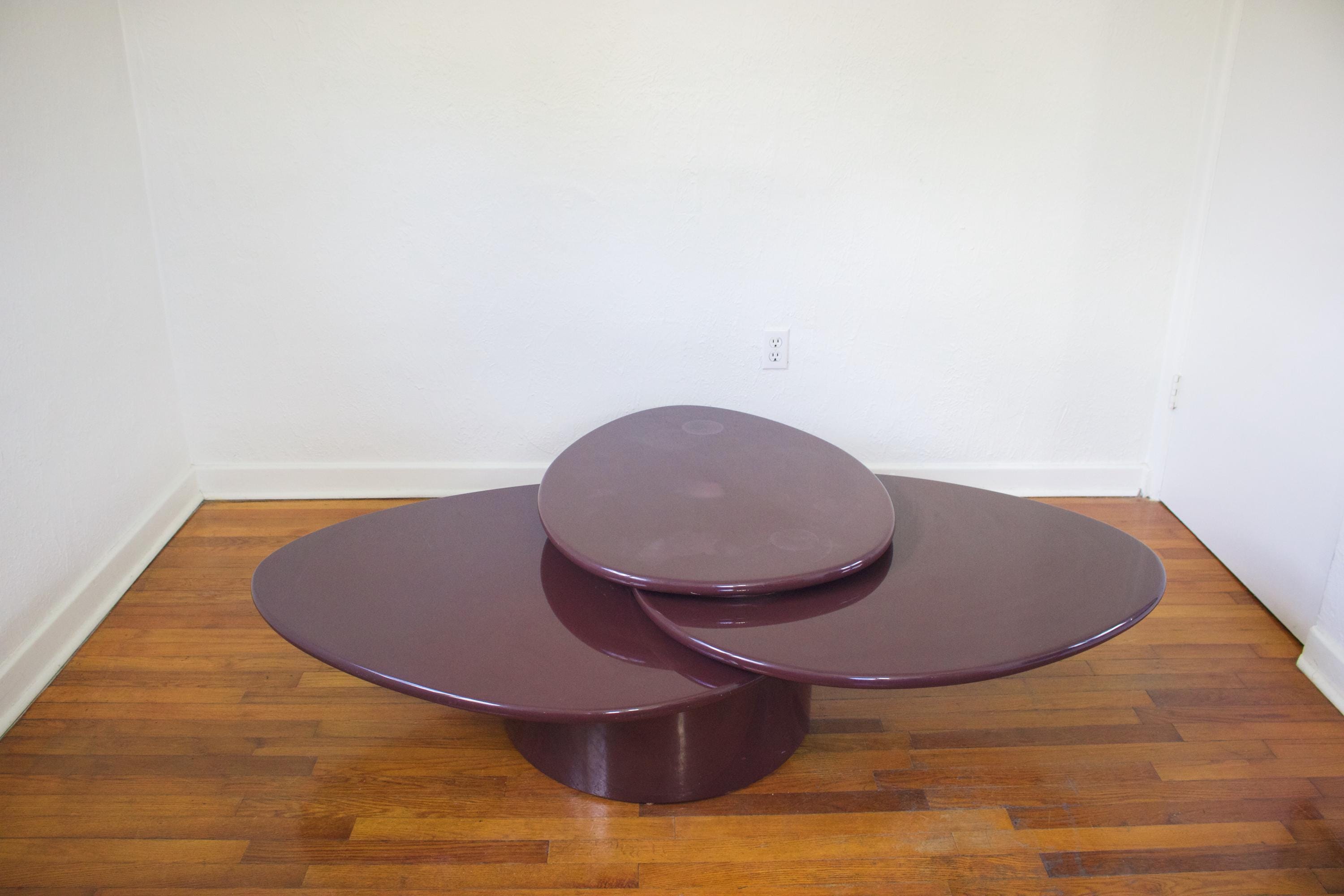 1970s Postmodern Three-tier Swivel Coffee Table by Roger Rougier