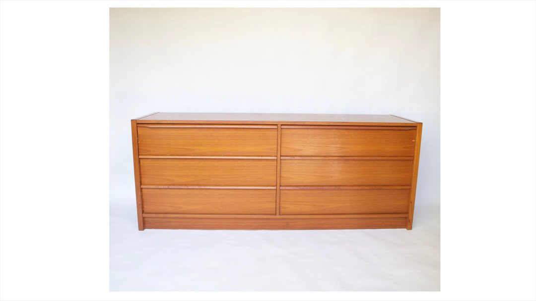 Vintage MCM Lowboy Teak Wood Dresser From Danish Furniture Company