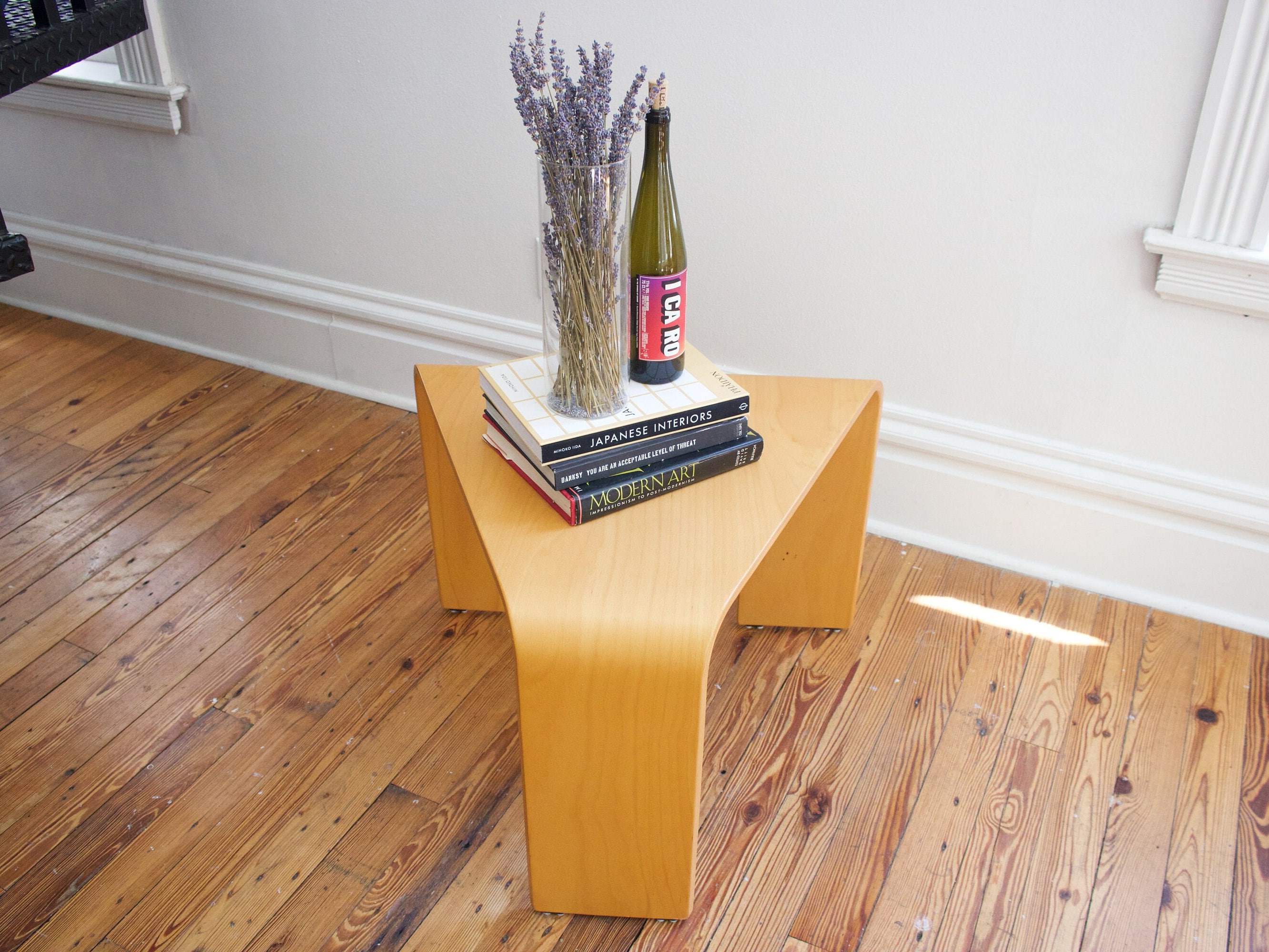 Danish Ekornes Stressless Beechwood Triangle Side Table - Mid