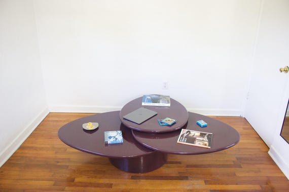 1970s Postmodern Three-tier Swivel Coffee Table by Roger Rougier
