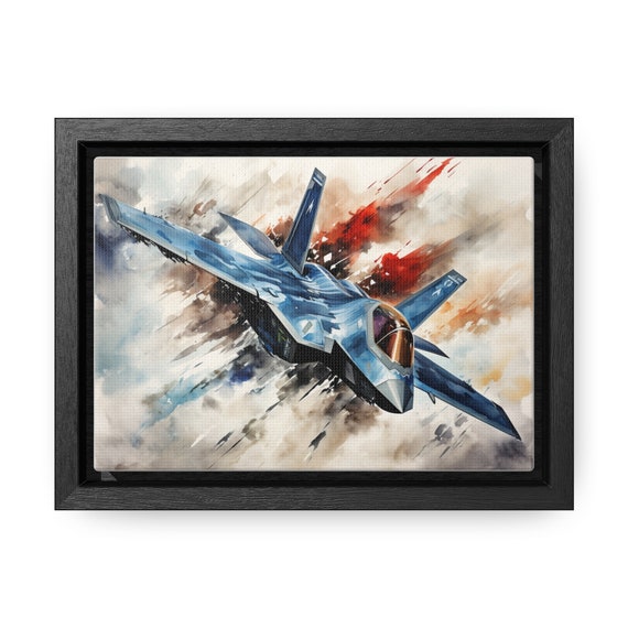 ライトニング F-35 戦闘機 水彩画 額入りプリント - ギャラリー