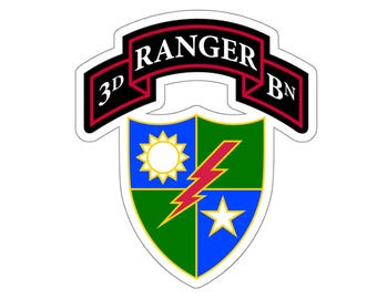 3/75 Ranger Battalion Rol & DUI Uitgesneden Sticker