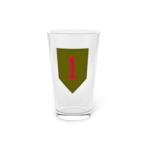 US Army 1st Infantry Division "The Big Red One" Pint Glass, 16oz *Gratis verzending*