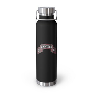 2/75 Batallón de guardabosques, 75.o regimiento de guardabosques Scroll (RLTW, Sua Sponte) Botella aislada al vacío de cobre, 22 oz *Envío gratuito*