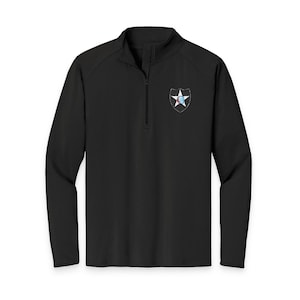 Embroidered 2nd Infantry Division "Indianhead" Quarter-Zip Pullover – Moisture-Wicking Performance Sport Shirt