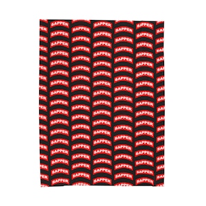 May include: A black and red fabric with a repeating pattern of the word "SAPPER" in white letters.
