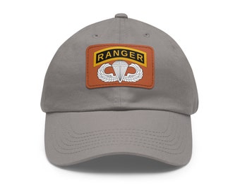 Airborne Ranger Dad Hat with Leather Patch (Rectangle)