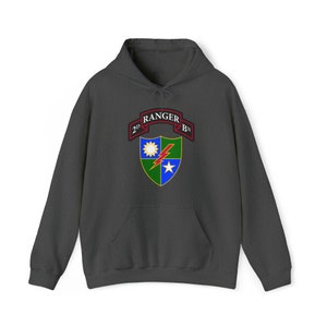 2/75 Ranger Battalion, 75th Ranger Regiment Scroll & DUI (RLTW, Sua Sponte) Unisex Heavy Blend™ Hooded Sweatshirt