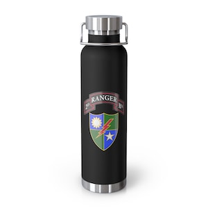 2/75 Batallón de guardabosques, 75.o regimiento de guardabosques Scroll & DUI (RLTW, Sua Sponte) Botella aislada al vacío de cobre, 22 oz *Envío gratuito*
