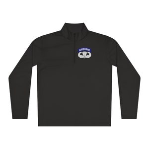 Parachutist Wings with Airborne Tab (Jump Wings) - Unisex Quarter-Zip Pullover