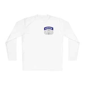 Parachutist Wings with Airborne Tab (Jump Wings) - Unisex Lightweight Long Sleeve Tee