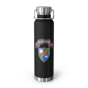 75.º Batallón de Inteligencia Militar del Regimiento Ranger RMIB Scroll & DUI (RLTW, Sua Sponte) Botella aislada al vacío de cobre, 22 oz