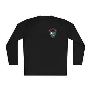 3/75 Batallón de Guardabosques, 75.o Regimiento de Guardabosques Scroll & DUI (RLTW, Sua Sponte) Camiseta de manga larga unisex ligera y atlética que absorbe la humedad