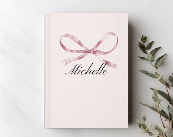 Personalized Pink Bow Journal Customize Coquette Pink Notebook Gift For Her Pink Notepad Coquette Aesthetic Gift For Daughter Big Pink Bow