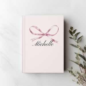coquette aesthetic journal, bow planner, pink bow journal, journal with big bow