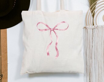 Coquette Borsa Tote In Tela Con Fiocco Rosa – Fronte/Retro, 35,5x40,6 Cm, Riutilizzabile Per La Spesa, Regalo Per Donne