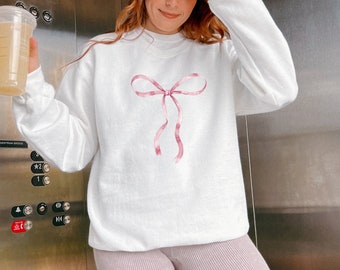 Coquette Ribbon Sweatshirt Coquette Kleding Trendy Crewneck Cadeau voor haar Sweatshirt Cadeau voor dochter Roze Coquette Esthetische Bow Coquette