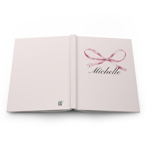 Gepersonaliseerde Pink Bow Journal Aanpassen Coquette Roze Notebook Cadeau voor haar Roze Kladblok Coquette Esthetische Cadeau voor Dochter Grote Roze Boog afbeelding 6