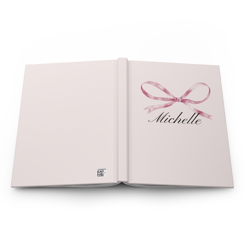 Gepersonaliseerde Pink Bow Journal Aanpassen Coquette Roze Notebook Cadeau voor haar Roze Kladblok Coquette Esthetische Cadeau voor Dochter Grote Roze Boog afbeelding 6