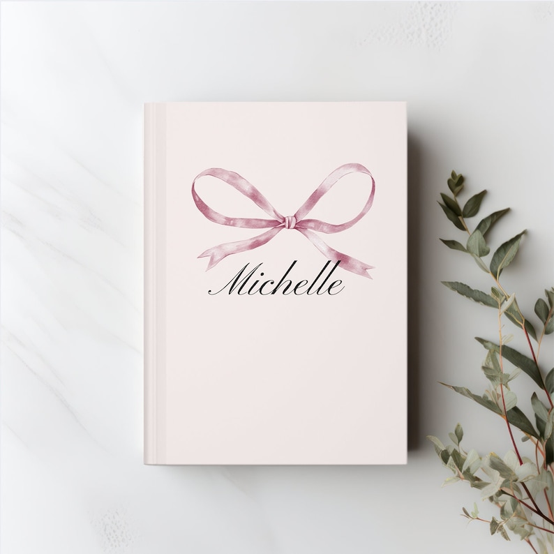 coquette aesthetic journal, bow planner, pink bow journal, journal with big bow