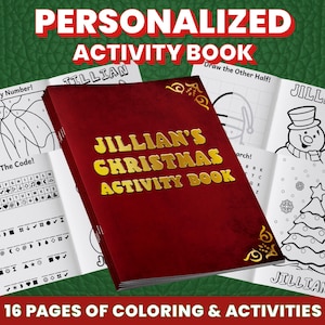 Personalized Christmas Busy Book for Kids, Holiday Activity Book, Custom Name Christmas Gift, Toddler Coloring Book, Winter Travel Activity
