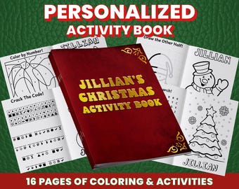 Personalized Christmas Busy Book for Kids, Holiday Activity Book, Custom Name Christmas Gift, Toddler Coloring Book, Winter Travel Activity