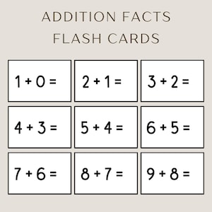 Addition Flash Cards | Math Facts Flash Cards | Printable Flash Cards | Math Flash Cards | Flash Cards for Learning Math