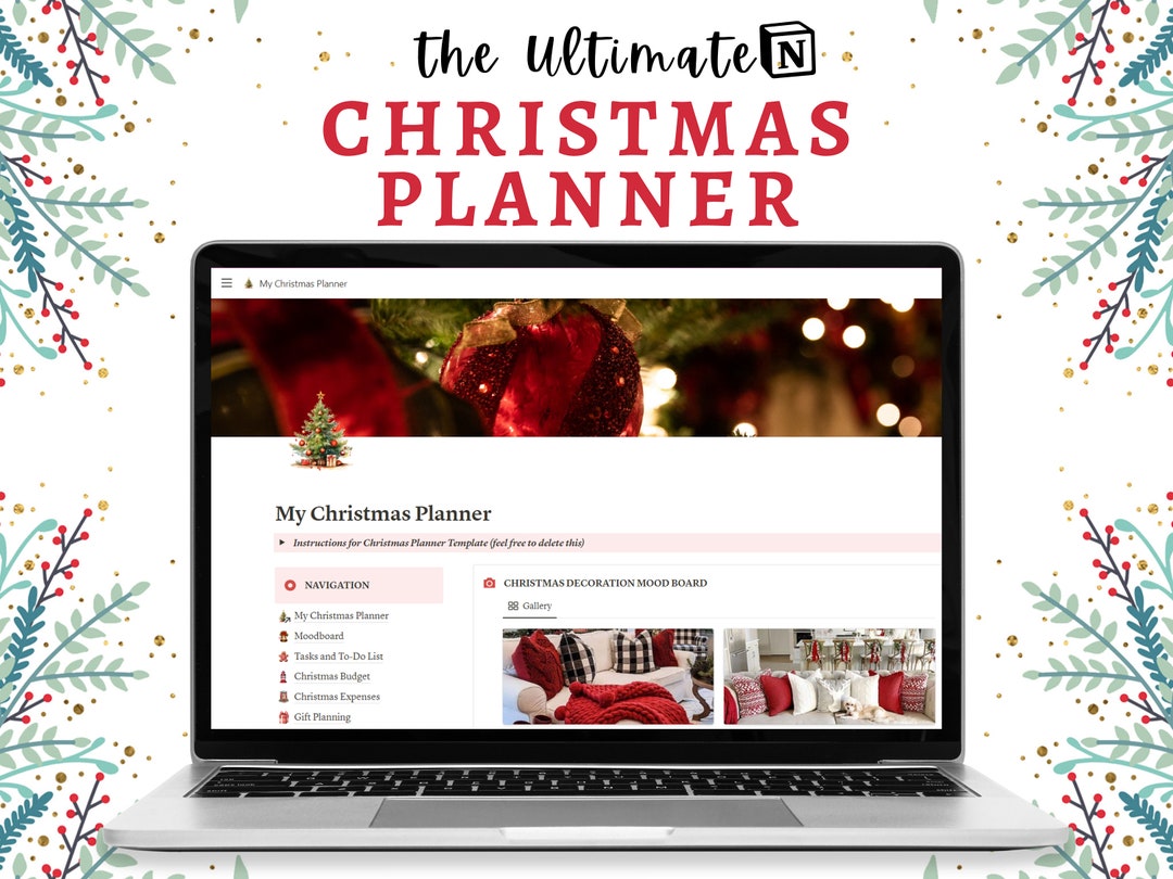 Christmas Notion Template Aesthetic Notion Template Etsy