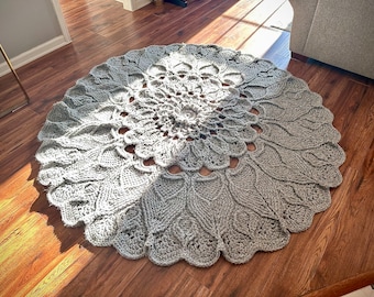 Handgefertigter runder Mandala-Teppich