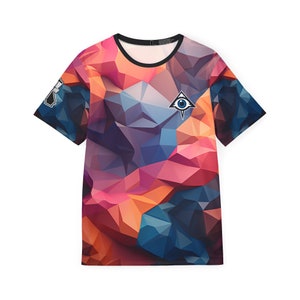 Men&#39;s Polygon California Disc Golf Jersey, All Over Print, Graphic Jersey, Pattern