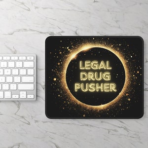 Alfombrilla de ratón para juegos de farmacéutico, alfombrilla de escritorio para oficina con temática de dispensario de medicamentos, accesorios informáticos para técnicos de farmacia, alfombrilla de ratón con diseño de medicamentos recetados, químico divertido