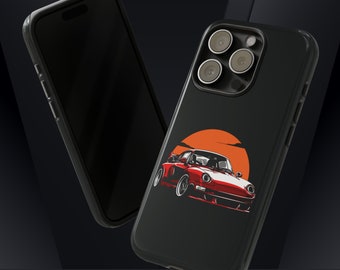 PORSCHE 911 Sportwagen & Boho Sun TPU-Futter, Polycarbonat-Schale, IPHONE-Modelle-HÜLLE, elegante doppellagige Hülle