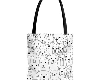 Dog Line Art tote bag | All-Over Print