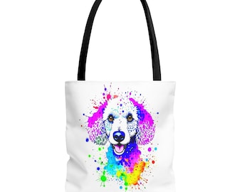 Colorful Poodle tote bag | All-Over Print, Vibrant Drip Art