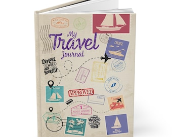 Hardcover Travel Journal | Passport Stamps, Vintage Adventure Notebook