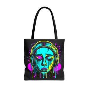 Crying DJ Tote Bag, Hippie Tote bag, Psychedelic Art, Modern Art, Multiple sizes