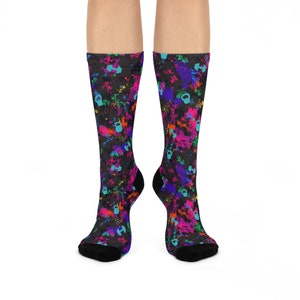 Abstract Grunge Workout Gym Cushioned Crew Socks, One Size, Fitness Socks, Colorful Abstract Art, Gift for Fitness Gym Lover