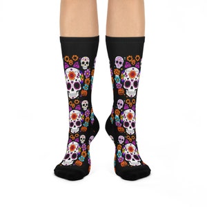 Sugar Skull Cushioned Crew Socks