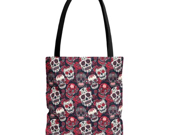 Sugar Skull tote bag | All-Over Print, Vibrant Art