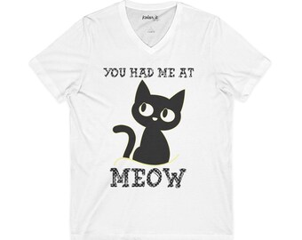 You Had Me At Meow cat graphic tee | V-neck paw print design