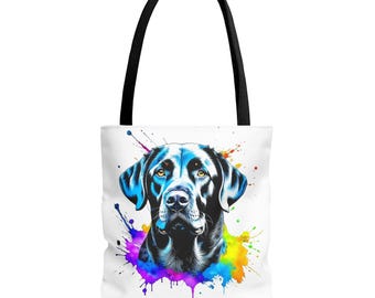 Colorful Labrador Retriever tote bag | All-Over Print, Vibrant Drip Art