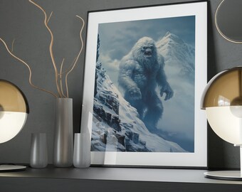 Yeti's Journey Art Poster: Winter Mystery Wall Decor
