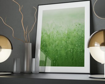 Serene Green Art Poster: Minimalist Palette Knife Print