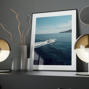 Art Poster - Speedboat Adventure | Wall Art & Room Decor | Physical Poster | Aesthetic Hanging Art | Travel | Ocean | Grainy | Unique Gift