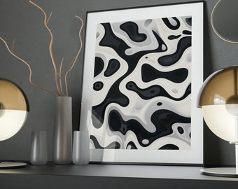 Monochrome Abstract Art Poster: Serenity in Black and White