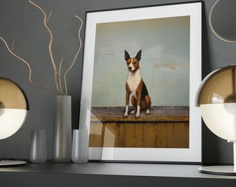 Dog Oil Painting Art Poster: Canine Elegance Wall Decor